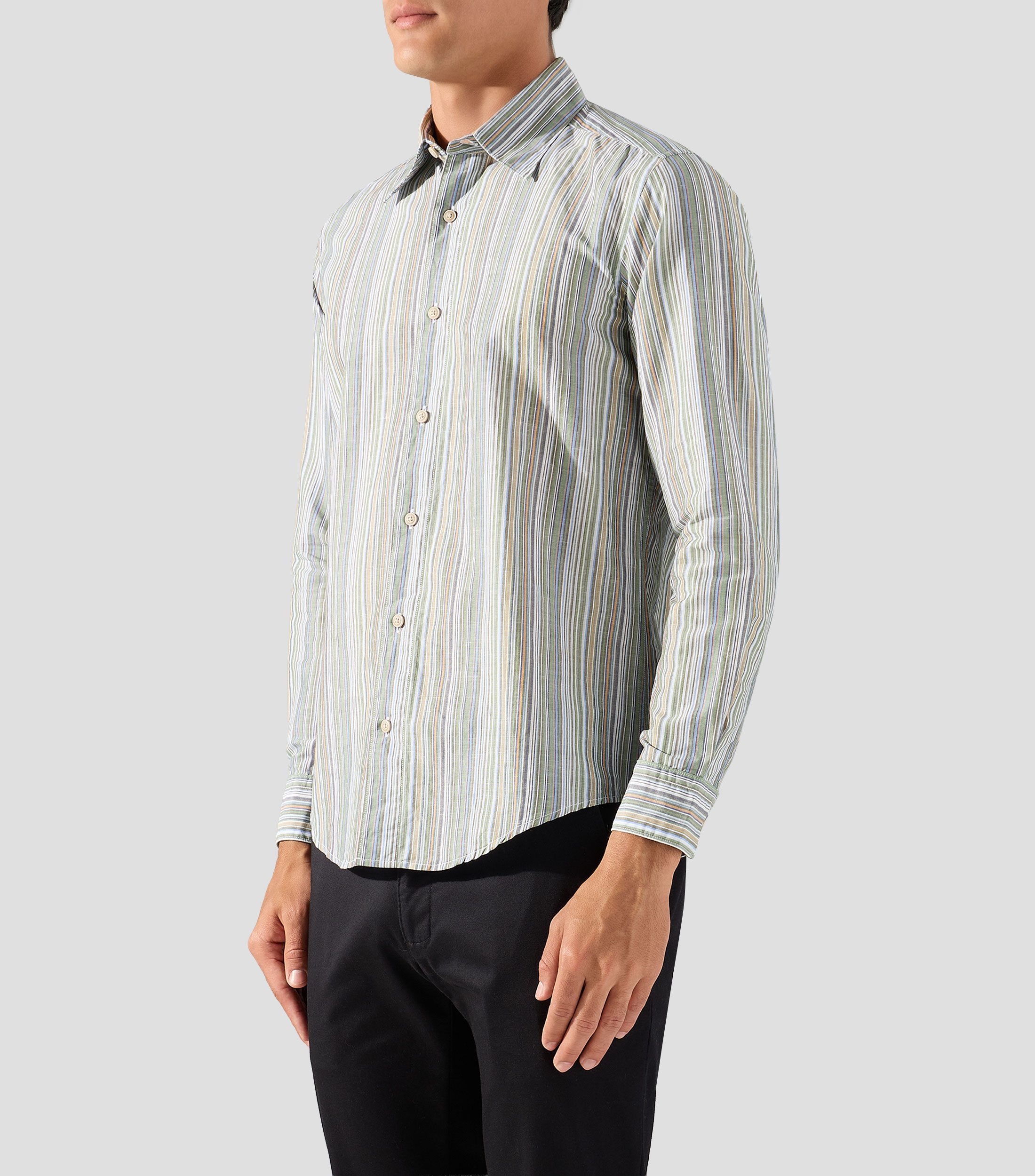 Camisa a rayas manga larga Hombre
